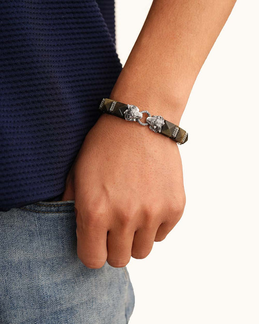 Karma Eastern Tower Bracelet - Black • Gold Sheen, Lion