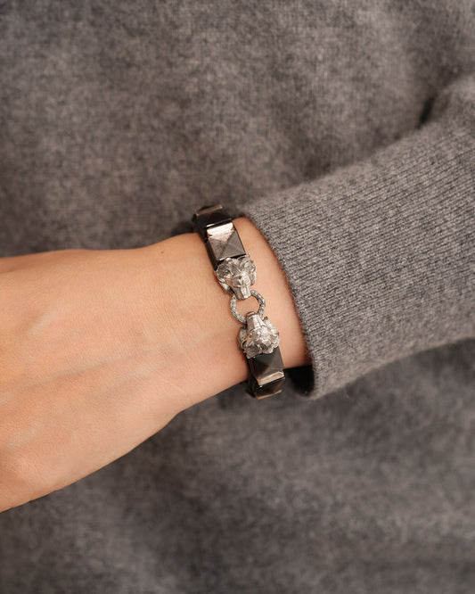 Karma Eastern Tower Bracelet - Black • Silver Sheen, Lion