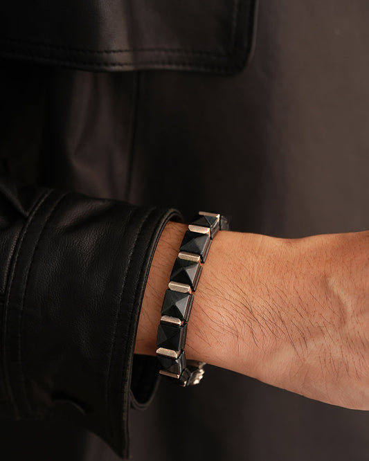 Karma Eastern Tower Bracelet - Black • Silver, Lion