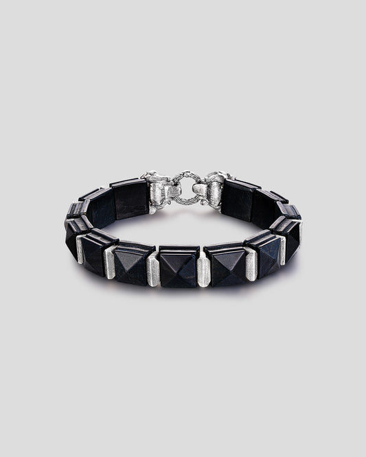 Karma Eastern Tower Bracelet - Black • Silver, Lion