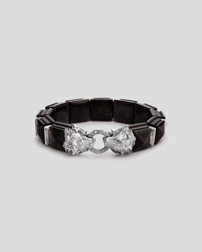 Karma Eastern Tower Bracelet - Black • Silver Sheen, Lion