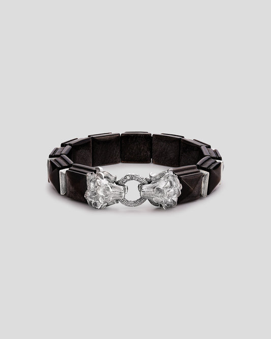 Karma Eastern Tower Bracelet - Black • Silver Sheen, Lion