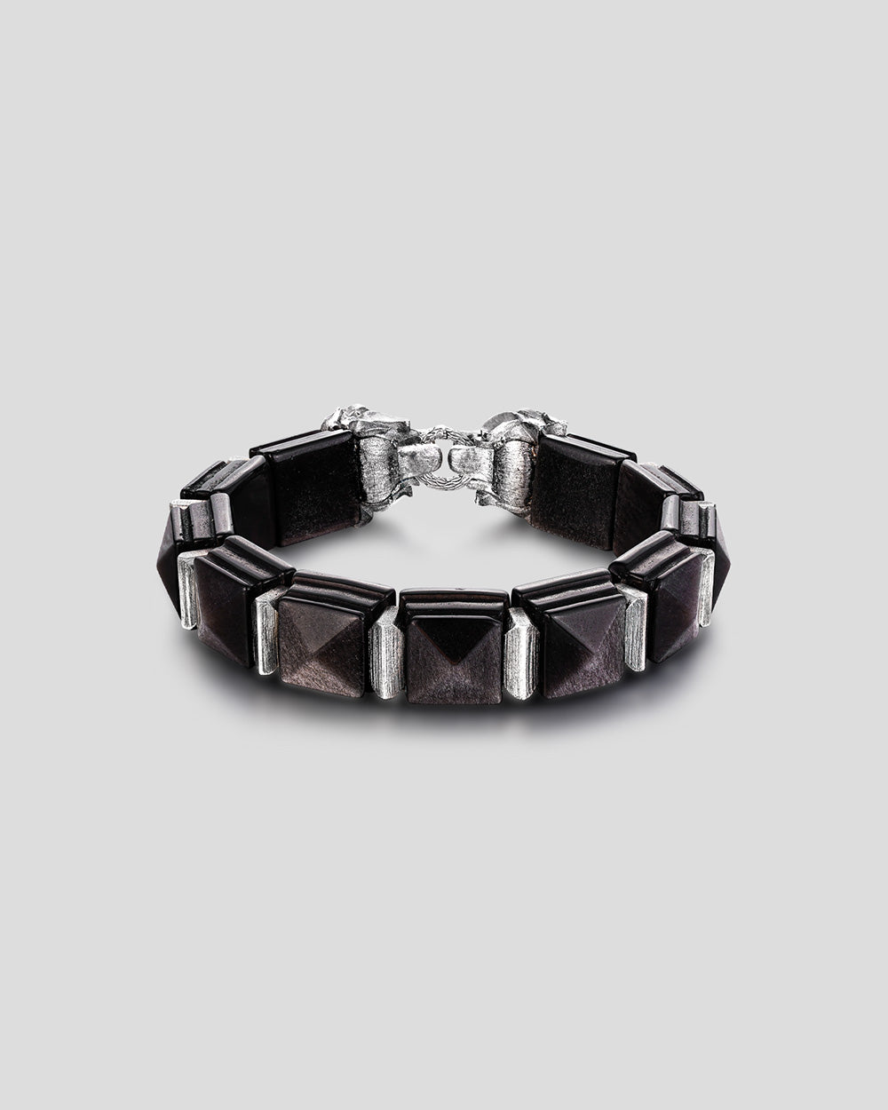 Karma Eastern Tower Bracelet - Black • Silver Sheen, Lion