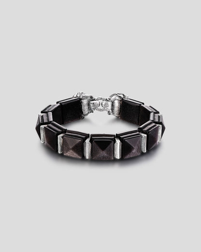 Karma Eastern Tower Bracelet - Black • Silver Sheen, Lion