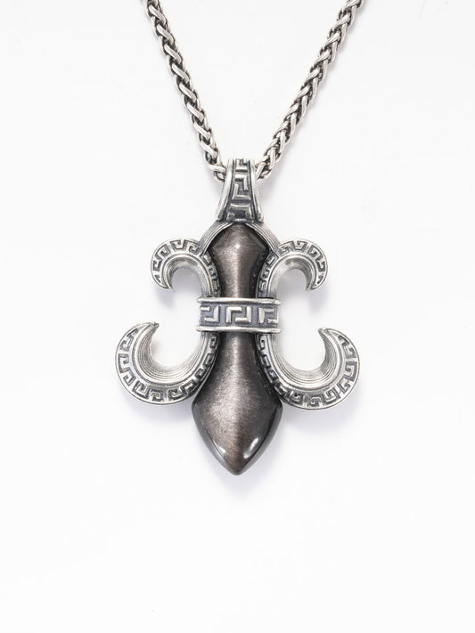 Marga Blessed Iris Necklace - Silver Sheen/Black