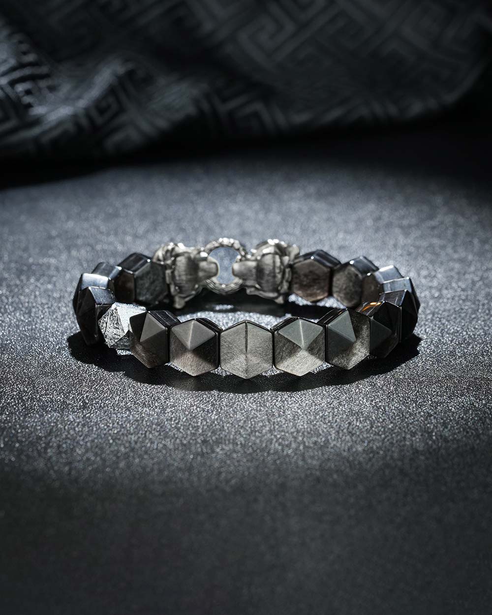 Samsara Eastern Six Realms Bracelet - Black • Silver Sheen, Lion