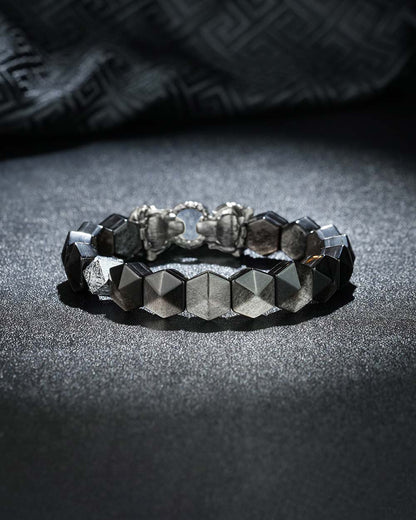 Samsara Eastern Six Realms Bracelet - Black • Silver Sheen, Lion