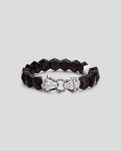 Samsara Eastern Six Realms Bracelet - Black • Silver Sheen, Lion