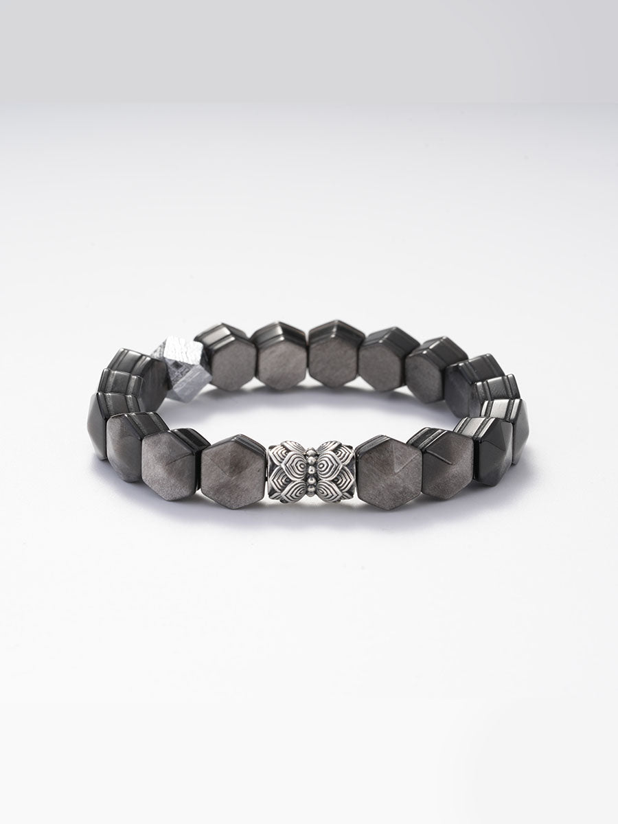 Samsara Six Realms Blessed Bracelet - Silver Sheen/Black, Lion