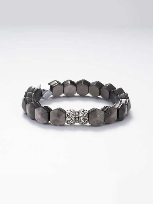 Samsara Six Realms Blessed Bracelet - Silver Sheen/Black, Lion