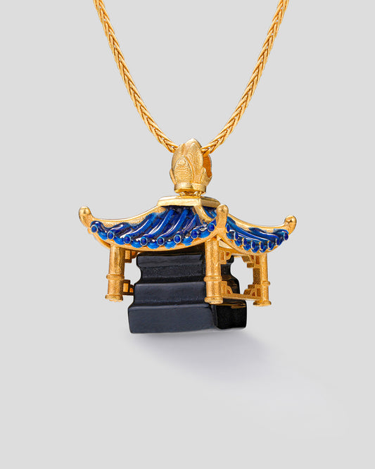 Vinaya Eastern Temple Necklace - Black • Dawn Blue