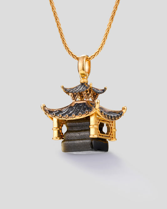 Vinaya Eastern Tower Necklace - Black • Gold Sheen