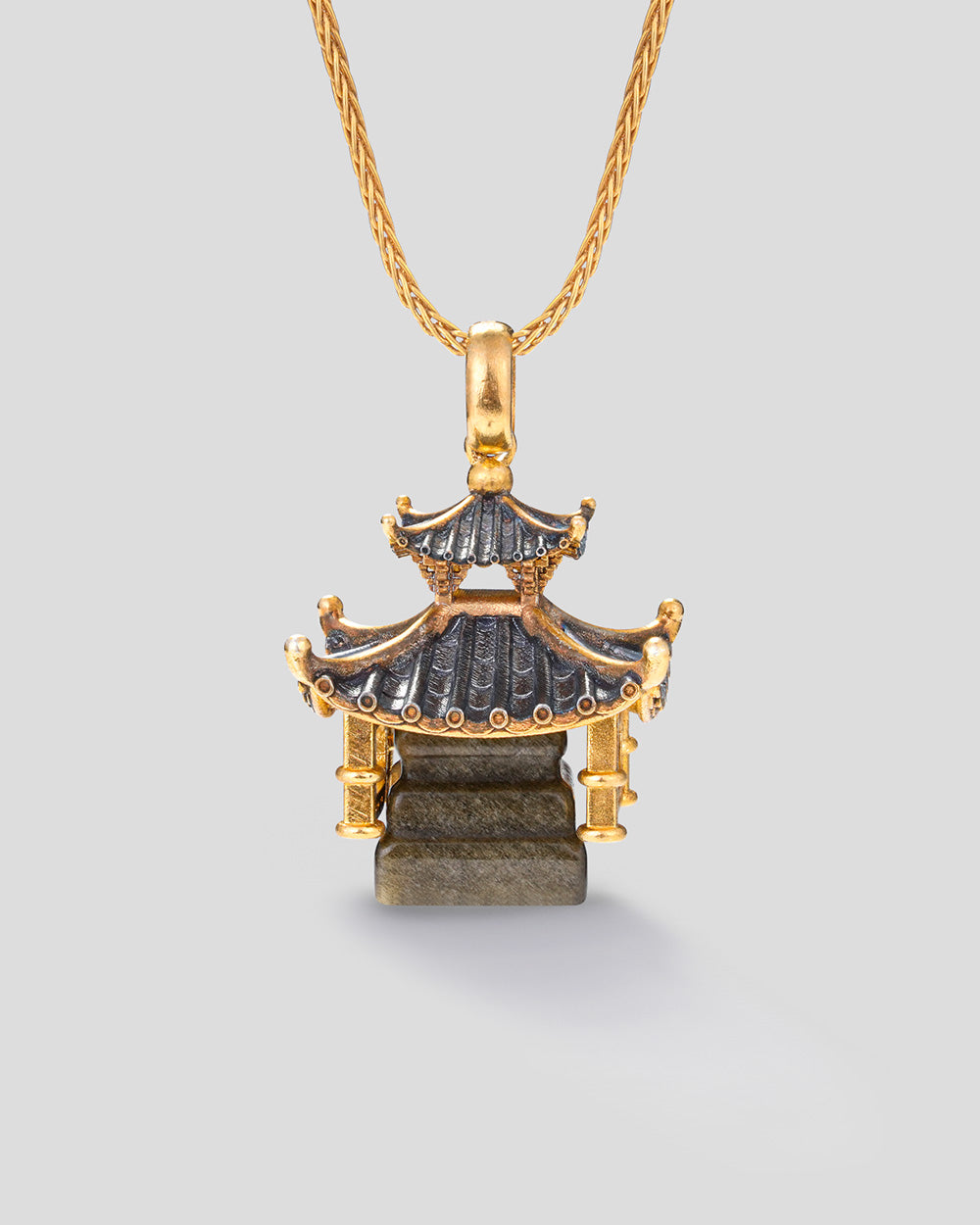 Vinaya Eastern Tower Necklace - Black • Gold Sheen