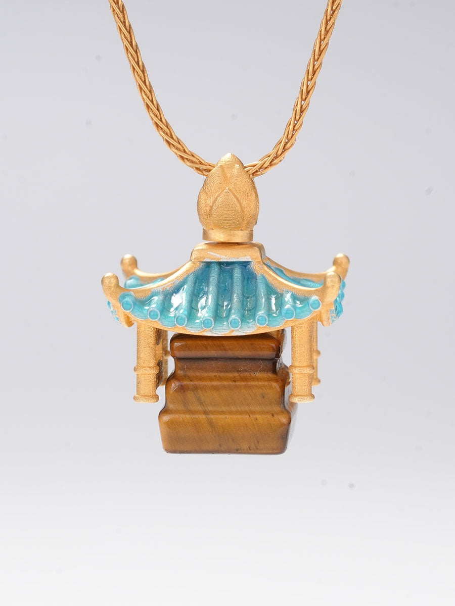 Vinaya Sacred Temple Necklace - Dawn Blue/Gold