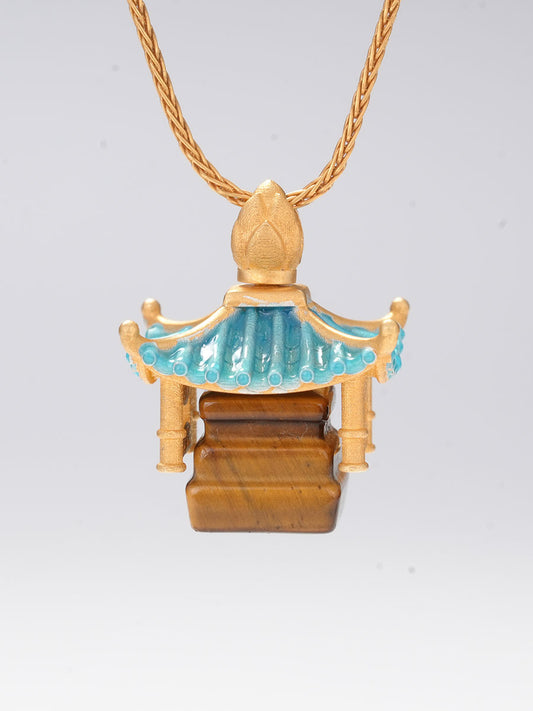 Vinaya Sacred Temple Necklace - Dawn Blue/Gold