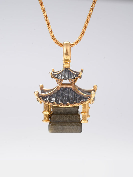 Vinaya Sacred Tower Necklace - Harvest Gold/Black